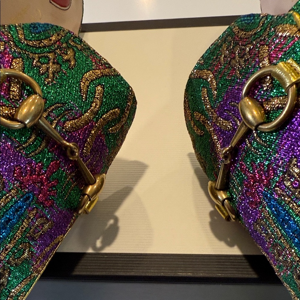 Gucci Women's Green and Purple Mules size 10 - Picture 11 of 13